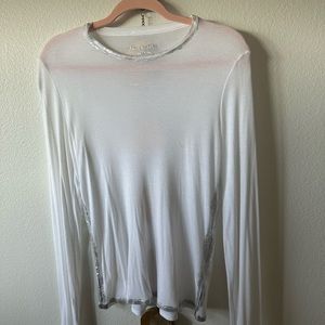 NWOT Zadig & Voltaire white long sleeve t-shirt with silver detail